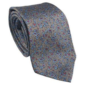 Christian Dior Mens Vintage Silk Paisley Tie Grey